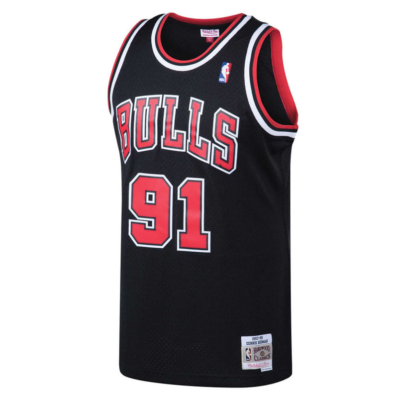 Chicago Bulls Dennis Rodman 91 Road 1997-98 Hardwood Classics Swingman Alternate Jersey by Mitchell & Ness - Red - new