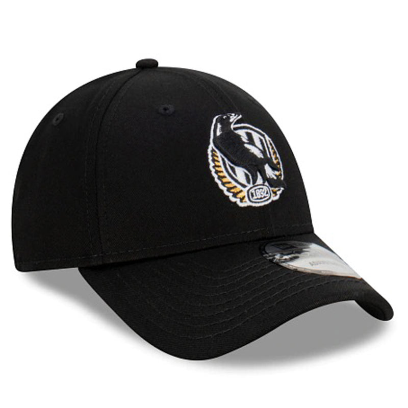Collingwood Magpies Official AFL Team Colours 9FORTY Cloth Adjustable Strap Cap By New Era - new