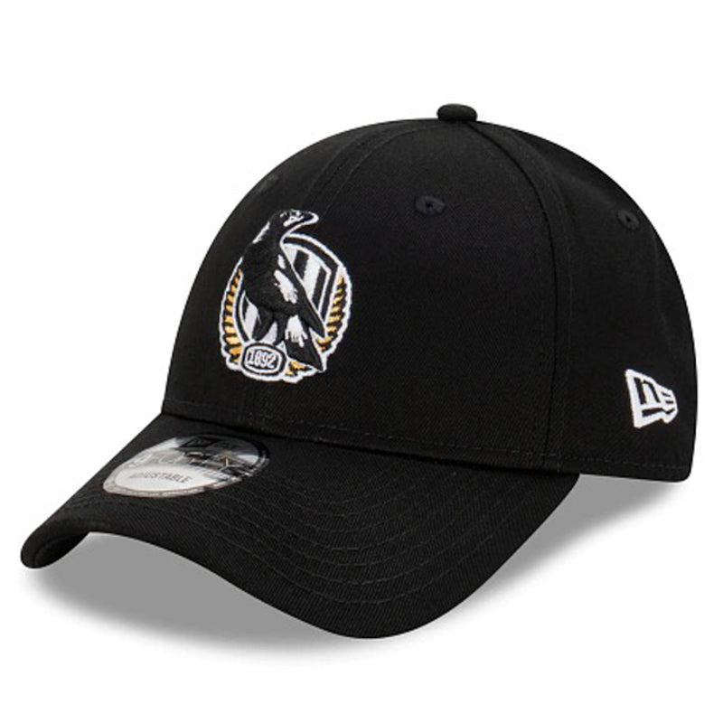 Collingwood Magpies Official AFL Team Colours 9FORTY Cloth Adjustable Strap Cap By New Era - new