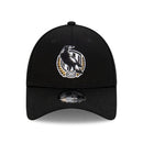 Collingwood Magpies Official AFL Team Colours 9FORTY Cloth Adjustable Strap Cap By New Era - new