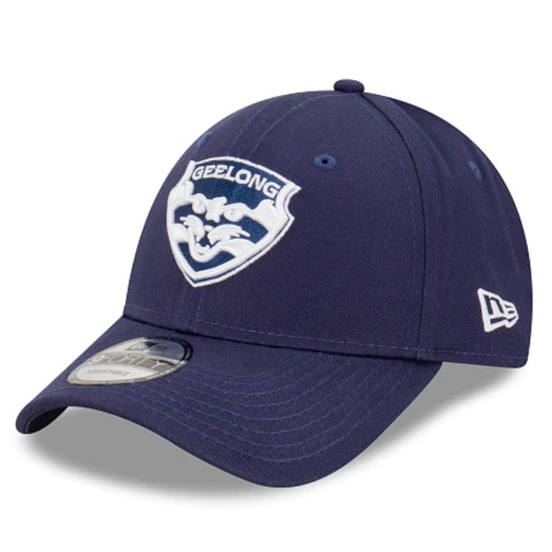 Geelong Cats Official AFL Team Colours 9FORTY Cloth Adjustable Strap Cap By New Era - new