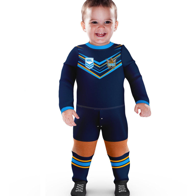 Gold Coast Titans Original Footysuit Romper Kids Baby Infants Suit - Mick Simmons Sport
