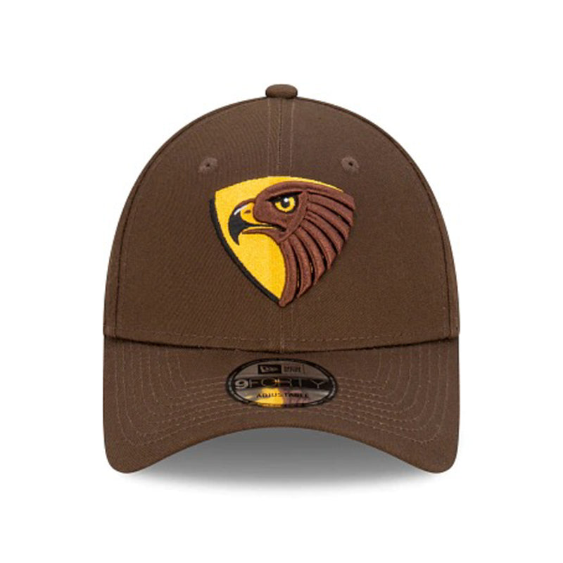 Hawthorn Hawks Official AFL Team Colours 9FORTY Cloth Adjustable Strap Cap By New Era - new