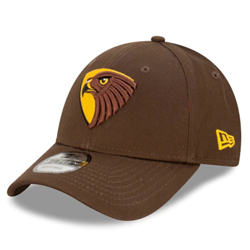 Hawthorn Hawks Official AFL Team Colours 9FORTY Cloth Adjustable Strap Cap By New Era - new