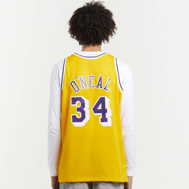 Los Angeles Lakers 32 Home Magic Johnson 1984-85 Hardwood Classics Swingman Road Jersey by Mitchell & Ness - new