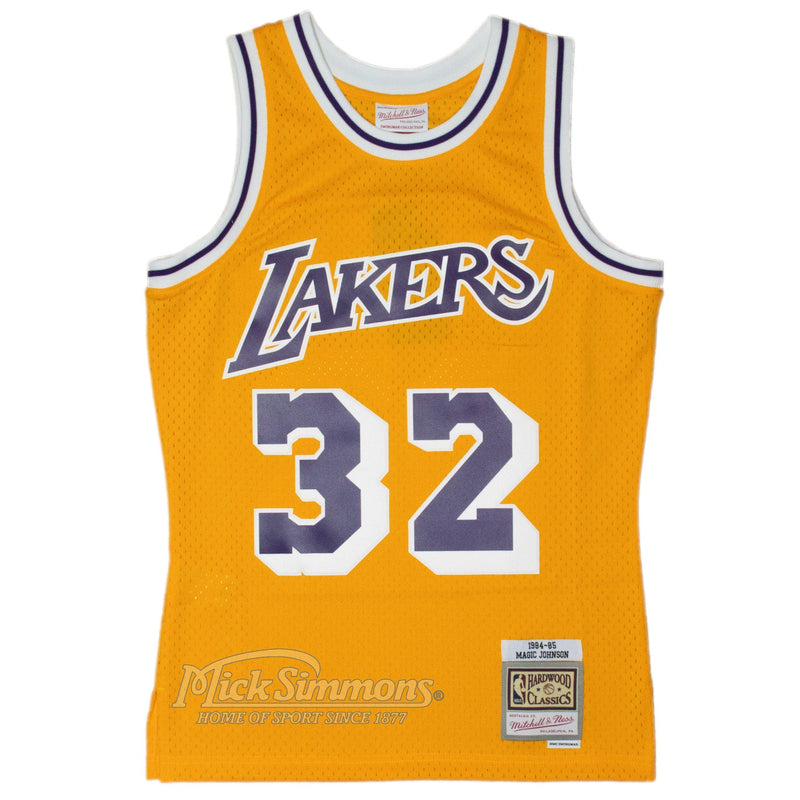 Los Angeles Lakers 32 Home Magic Johnson 1984-85 Hardwood Classics Swingman Road Jersey by Mitchell & Ness - new