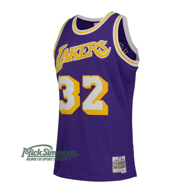 Los Angeles Lakers Magic Johnson 1984-85 Hardwood Classics Road Jersey by Mitchell & Ness-Mick Simmons Sport
