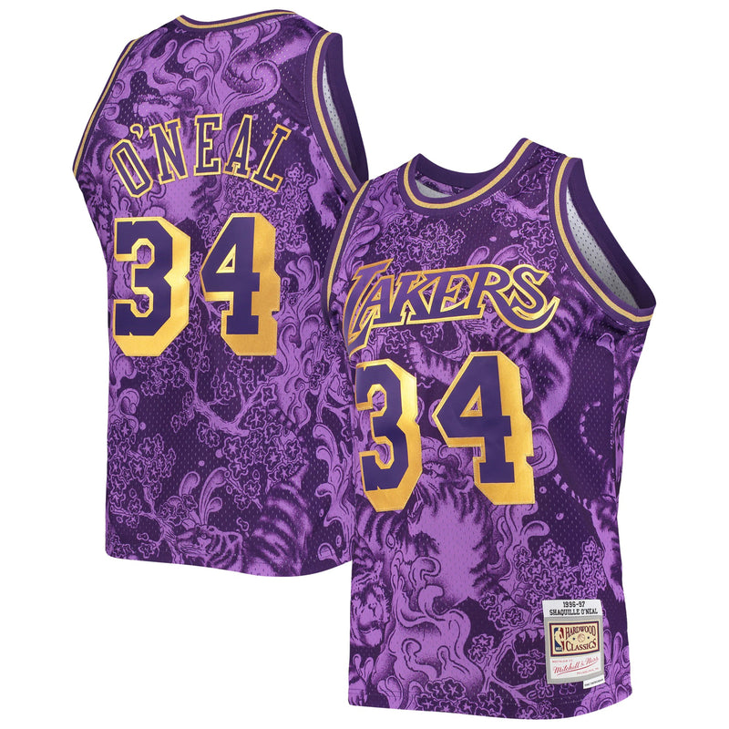 Los Angeles Lakers Shaquille O'Neal 1996-97 Lunar New Year 4.0 Hardwood Classics Swingman Woodland Camo Jersey by Mitchell & Ness - new