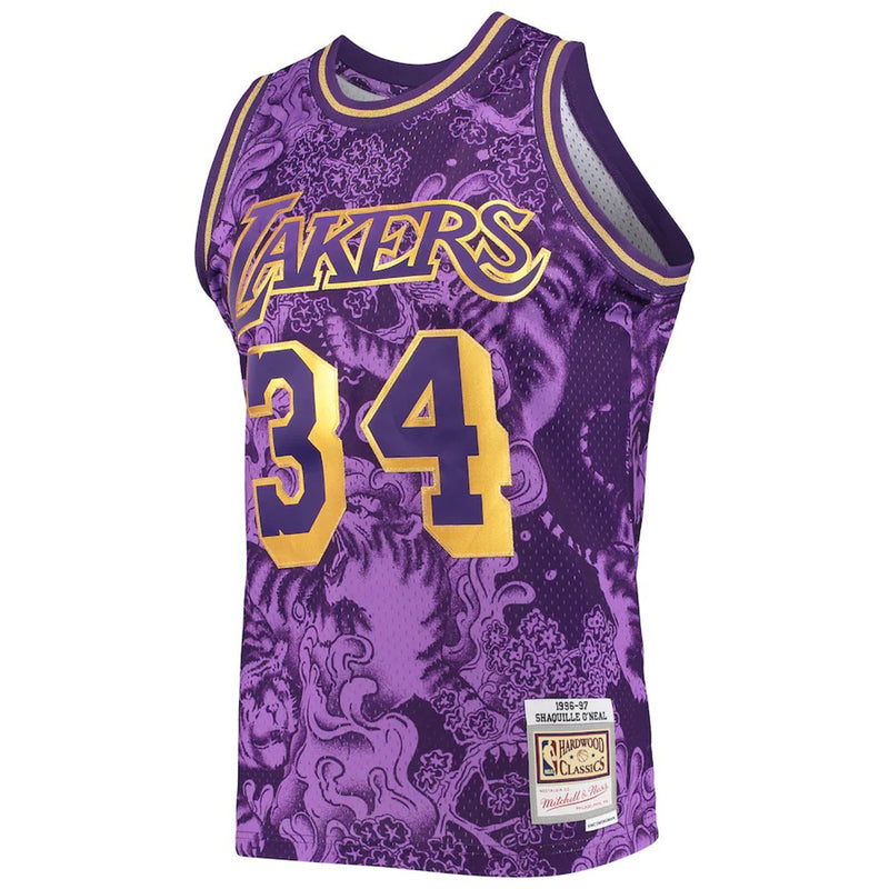 Los Angeles Lakers Shaquille O'Neal 1996-97 Lunar New Year 4.0 Hardwood Classics Swingman Woodland Camo Jersey by Mitchell & Ness - new
