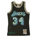 Los Angeles Lakers Shaquille O'Neal 34 1996-97 TYE DYE Logo Swingman Jersey by Mitchell & Ness - Black - new
