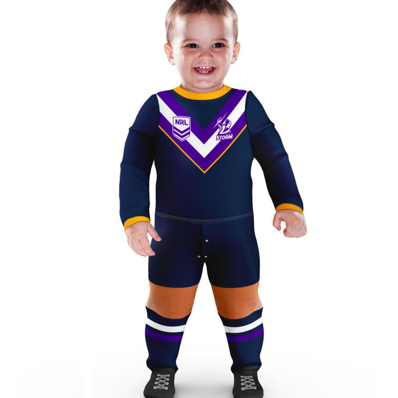 Melbourne Storm Original Footysuit Romper Kids Baby Infants Suit - Mick Simmons Sport