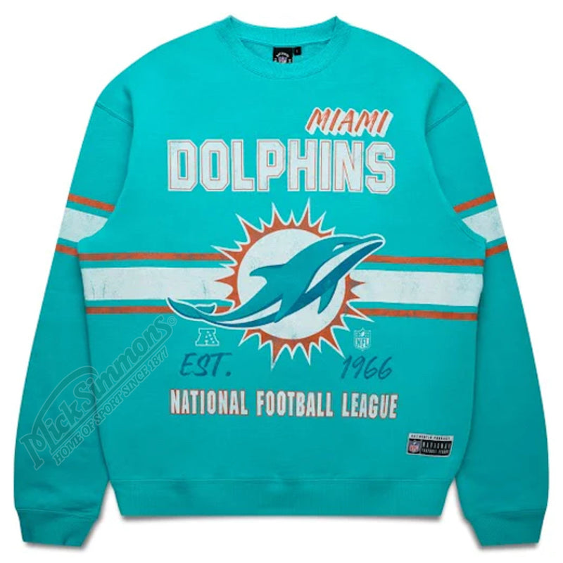 Miami Dolphins Stripe Crest Crew Sweater Jumper NFL National Football League by Majestic - new
