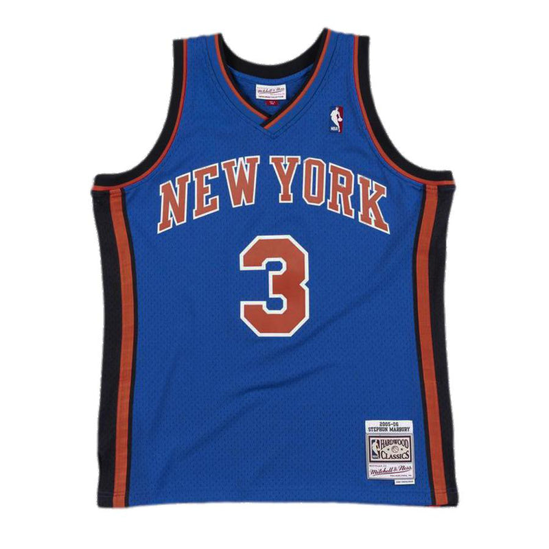 New York Knicks Stephon Marbury 2005-06 Hardwood Classics Road Jersey by Mitchell & Ness - new