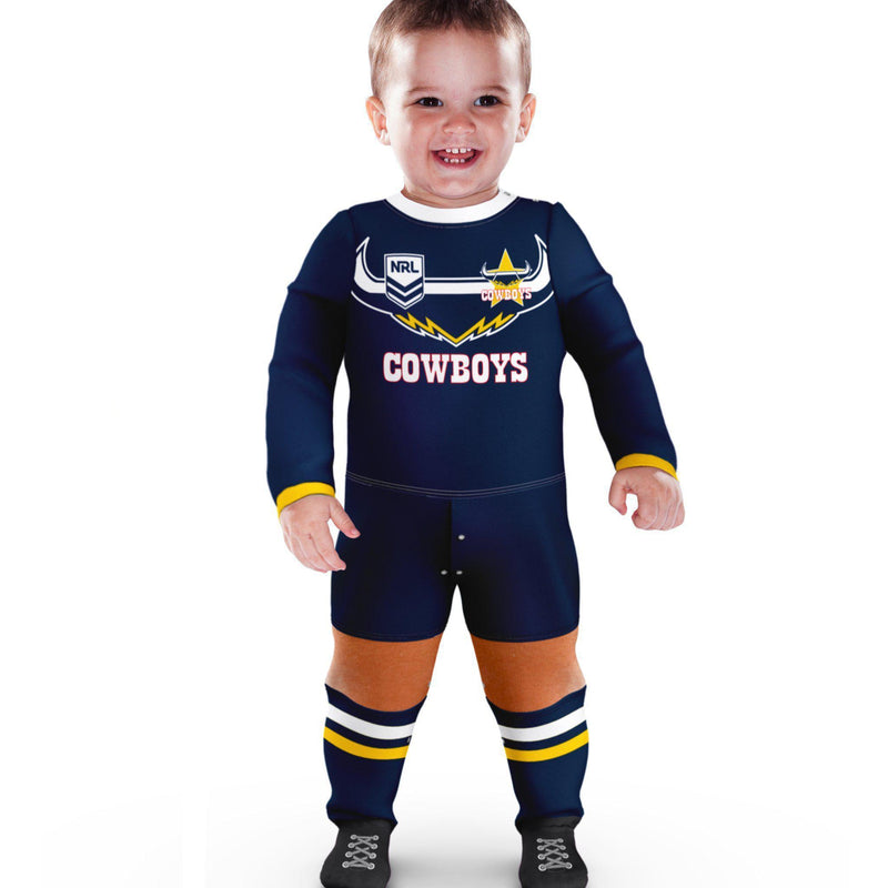 North Queensland Cowboys Original Footysuit Romper Kids Baby Infants Suit - Mick Simmons Sport