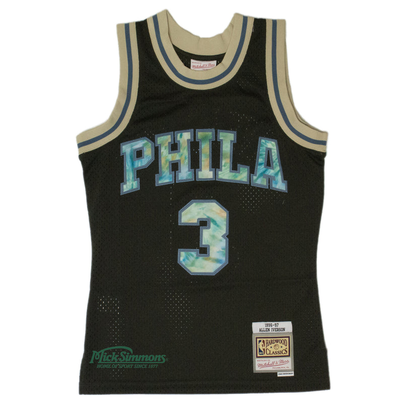 Philadelphia 76ers Allen Iverson 3 1996-97 TYE DYE Logo Swingman Jersey by Mitchell & Ness - Black - new