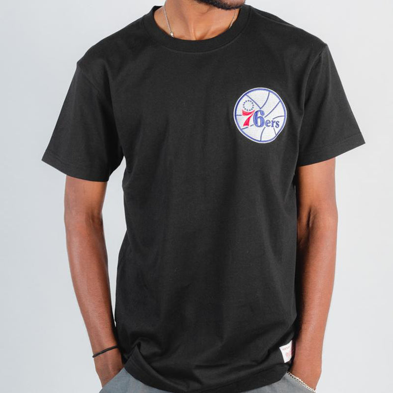 Philadelphia 76ers Left Hit Embroidered T-Shirt by Mitchell & Ness - new