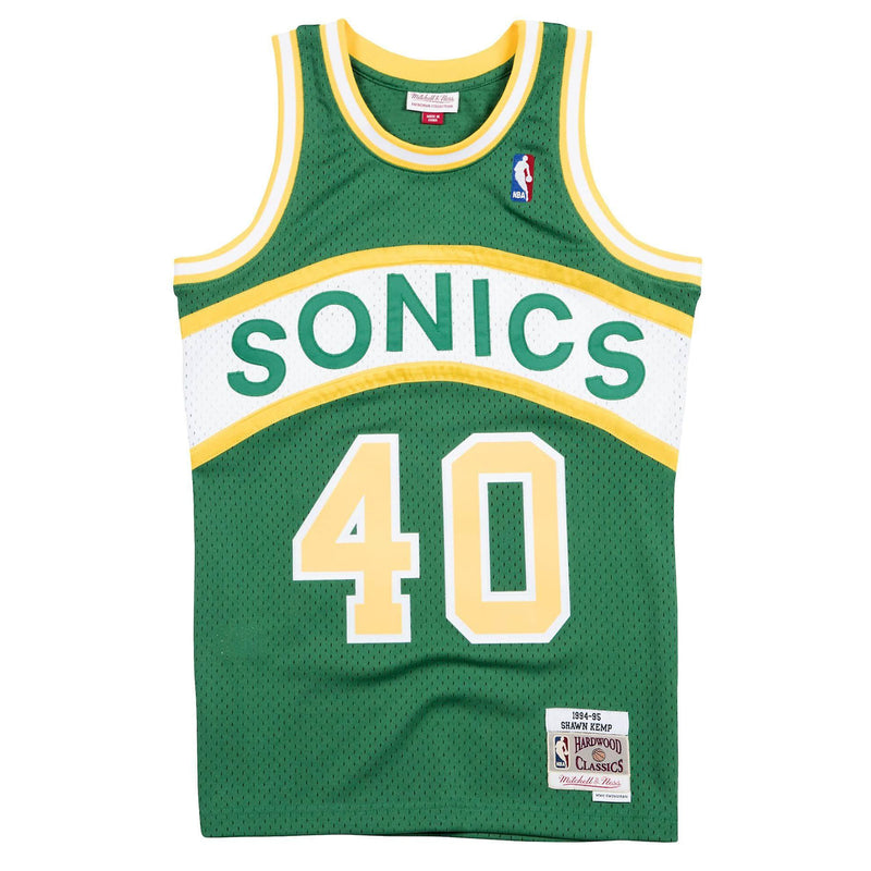 Seattle Super Sonics Shawn Kemp 1994-1995 Hardwood Classics Road Jersey by Mitchell & Ness - new