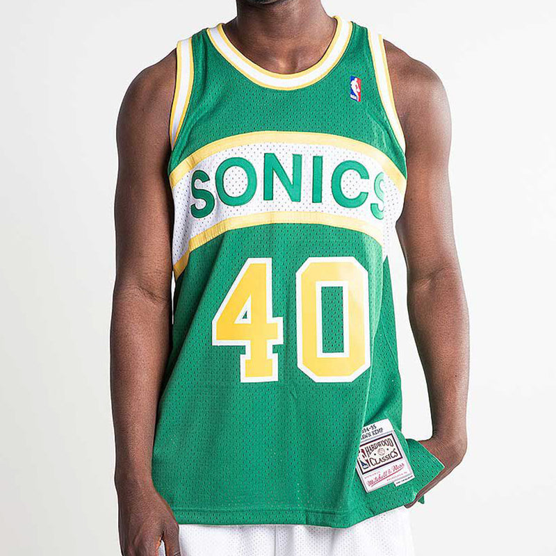 Seattle Super Sonics Shawn Kemp 1994-1995 Hardwood Classics Road Jersey by Mitchell & Ness - new