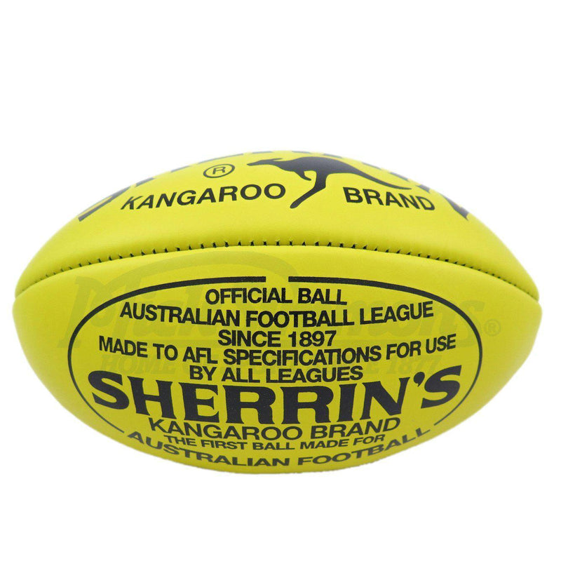 Sherrin Kangaroo Leather Official AFL Ball (Full Size) - Yellow - Mick Simmons Sport