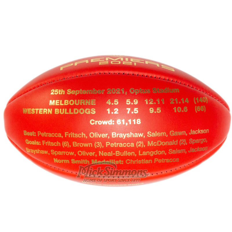 Sherrin Official 2021 Premiers Ball - Melbourne Boxed AFL Kangaroo Brand Leather Red - new