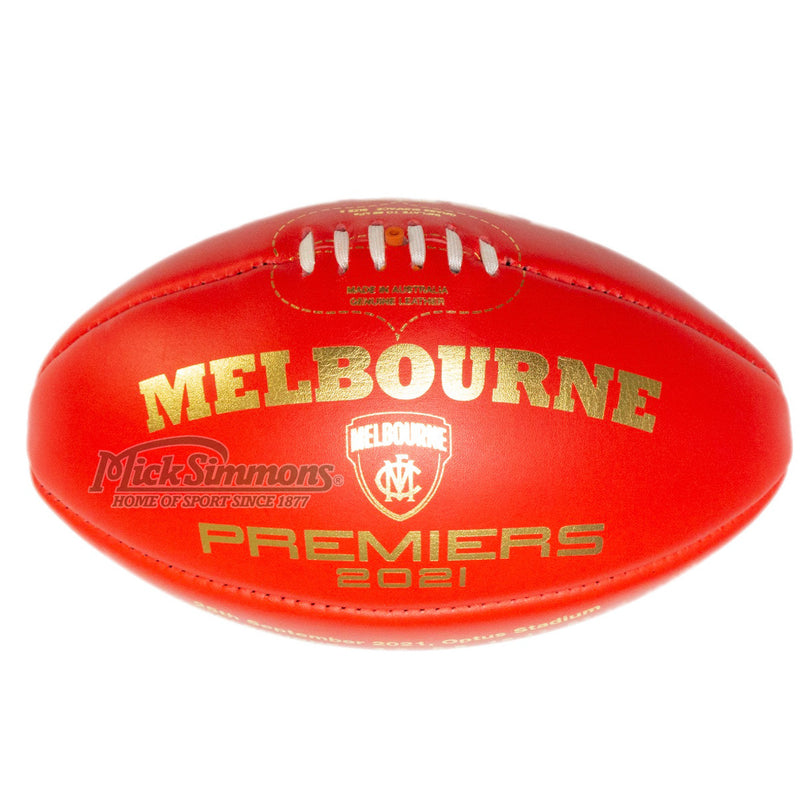 Sherrin Official 2021 Premiers Ball - Melbourne Boxed AFL Kangaroo Brand Leather Red - new