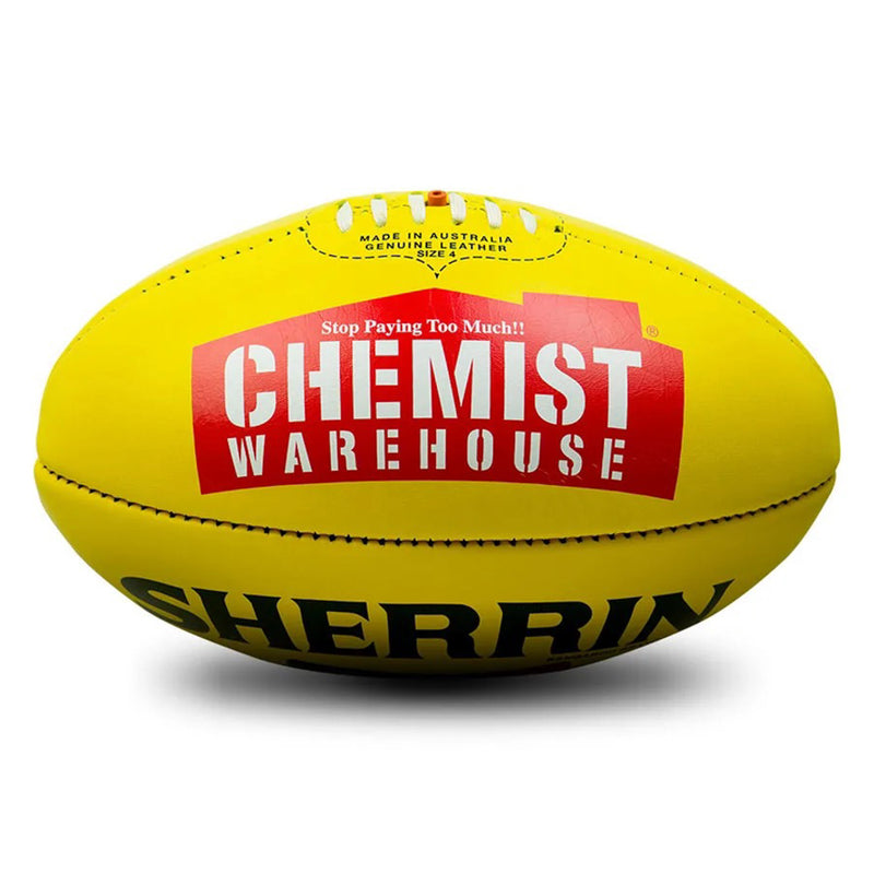 Sherrin Official AFLW (AFL Women's) Leather Game Ball Boxed- Yellow - new