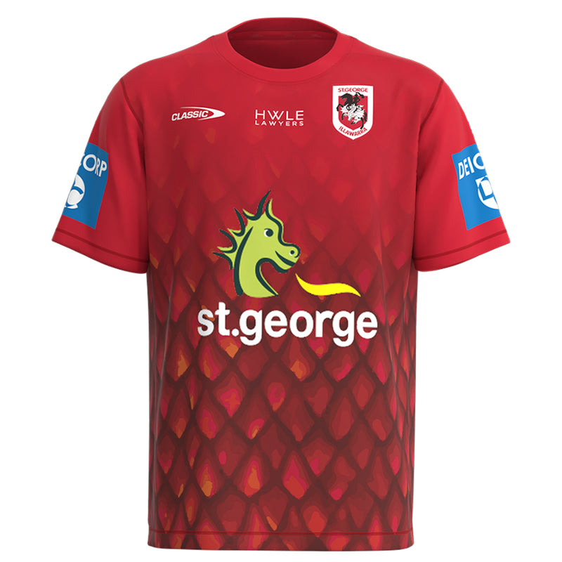 St George Illawarra Dragons 2023 Men's Warm Up Tee NRL Rugby League by Classic - new