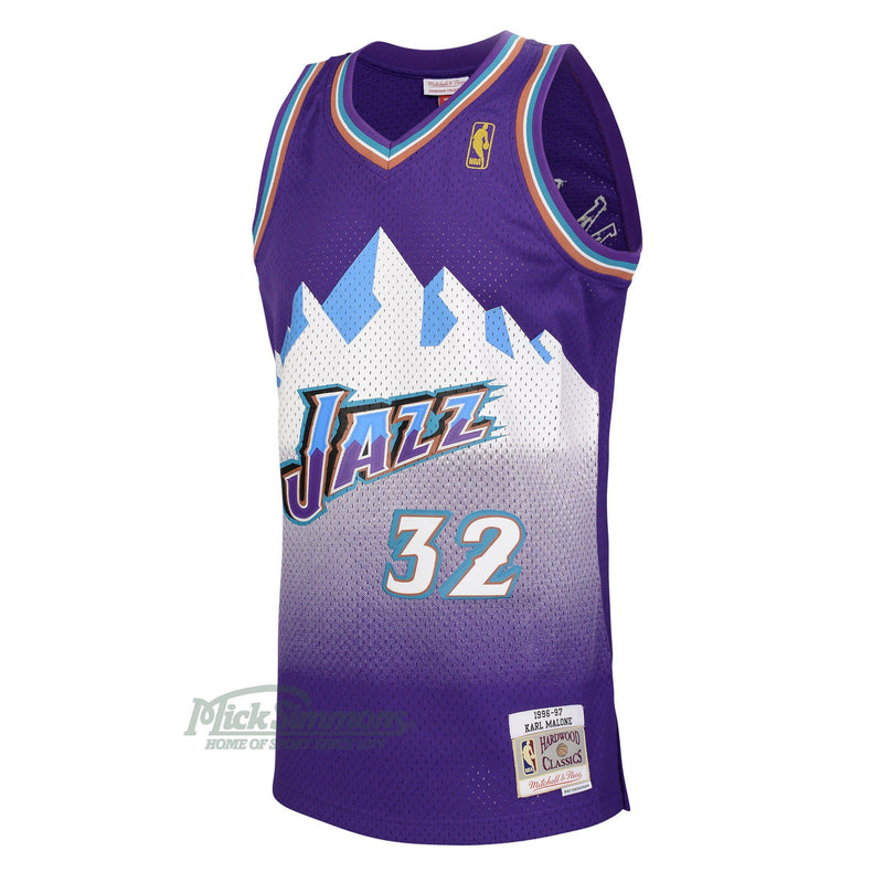 Utah Jazz Karl Malone 1996-97 Hardwood Classics Road Jersey by Mitchell & Ness-Mick Simmons Sport