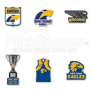 West Coast Eagles AFL Evolution Series Collection Team Metal Logo Pin Set Badge - new