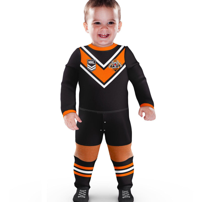 Wests Tigers Original Footysuit Romper Kids Baby Infants Suit - Mick Simmons Sport