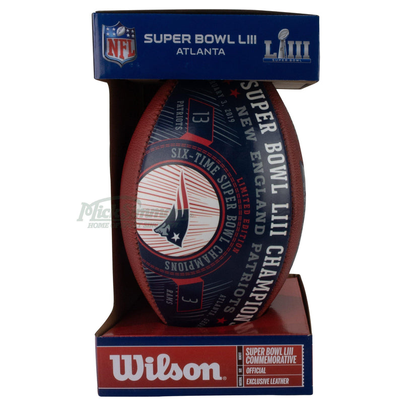 Wilson Super NFL Bowl Liii Commemorative Leather New England Patriots Championship Football - new